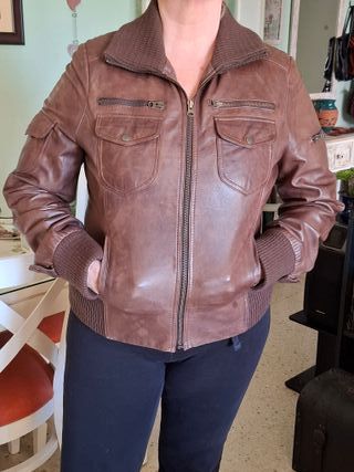 Cazadora Bomber Piel Mujer INK Marrón