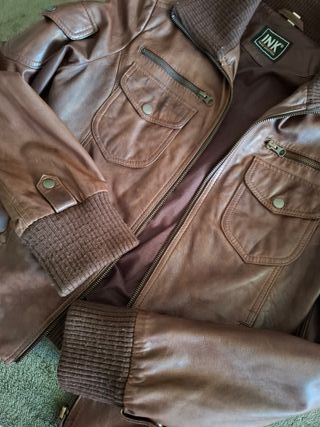 Cazadora Bomber Piel Mujer INK Marrón