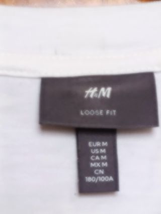 Camiseta H&M Blanca Loose Fit Hombre Talla M
