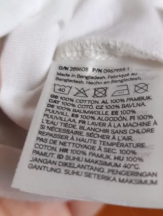 Camiseta H&M Blanca Loose Fit Hombre Talla M