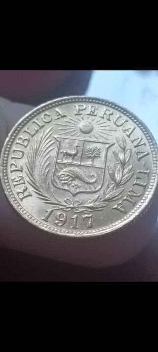 Moneda Peruana 1917,libra de oro