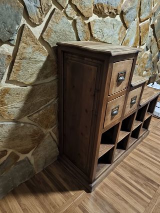 Mueble Escalera Madera Cajones Estantería