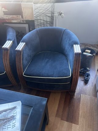 2 Butacas Antiguas Terciopelo y Madera