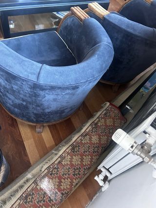 2 Butacas Antiguas Terciopelo y Madera