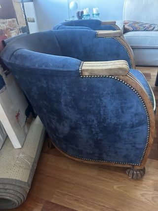 2 Butacas Antiguas Terciopelo y Madera