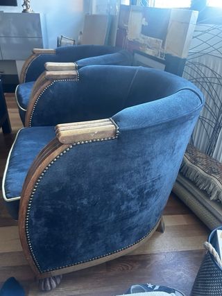 2 Butacas Antiguas Terciopelo y Madera