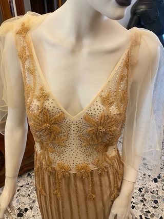 Abito da cerimonia donna beige/oro