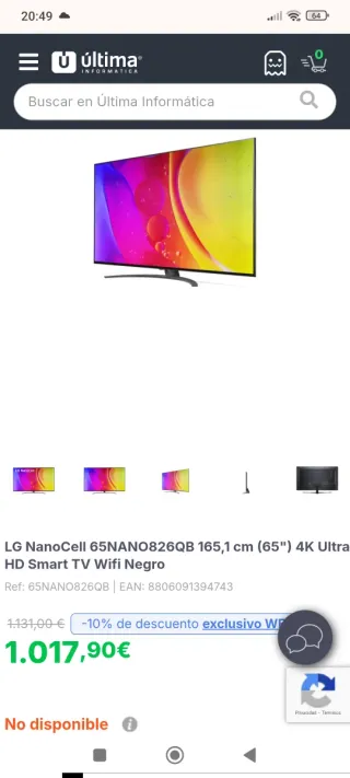 TV LG NanoCell 65 Panel Nuevo sustituido por rotur