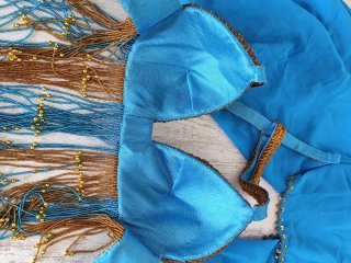 Traje Danza Vientre Azul y Dorado
