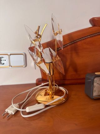 Pareja Lámparas Vintage Cristal Metal Dorado