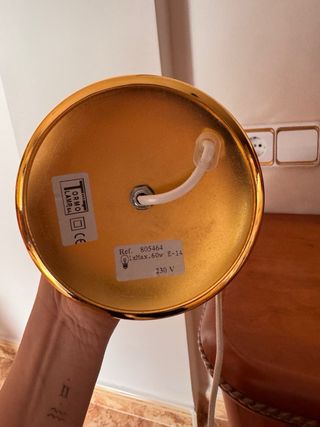 Pareja Lámparas Vintage Cristal Metal Dorado