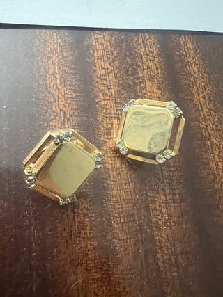 Pendientes antiguos piedras, ojo (baño en oro)