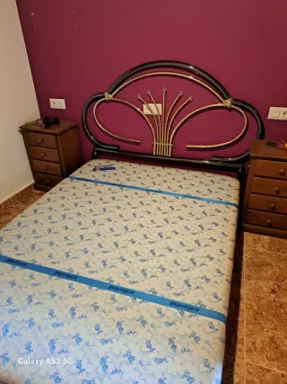 Cabecero 1.35 y mesillas madera