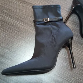 Botines Zara Tacón Aguja Negro Talla 38