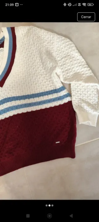 Jersey Pepe Jeans Pico Rojo y Blanco