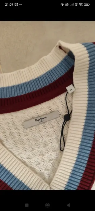 Jersey Pepe Jeans Pico Rojo y Blanco