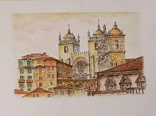 Quadro aguarela original paisagem