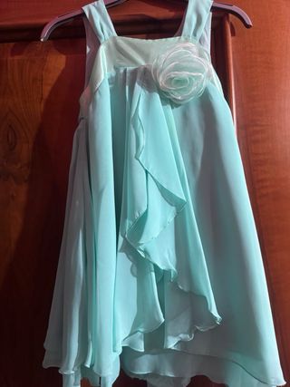 Vestito elegante bambina menta con fiore