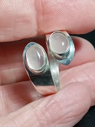 Anillo Plata Ley Ajustable cuarzo rosa