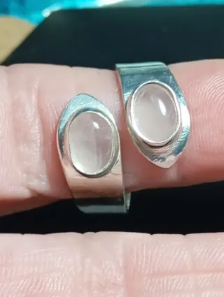 Anillo Plata Ley Ajustable cuarzo rosa