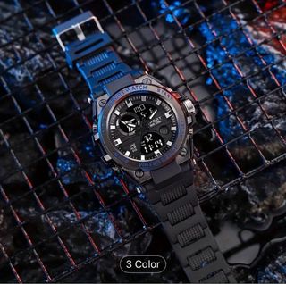 Reloj Deportivo Militar Hombre Negro/Plata