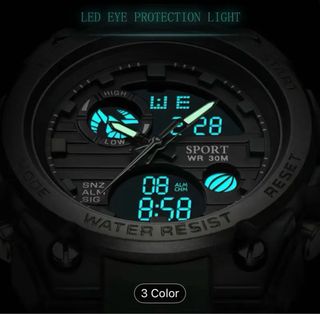 Reloj Deportivo Militar Hombre Negro/Plata