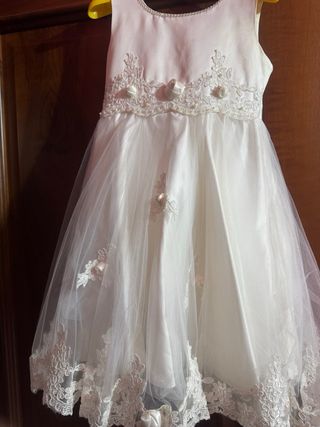 Vestito damigella bianco con pizzo