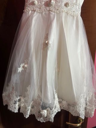 Vestito damigella bianco con pizzo