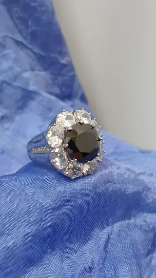 Anillo Cóctel Plata Ley Cristales Tipo Swarovski