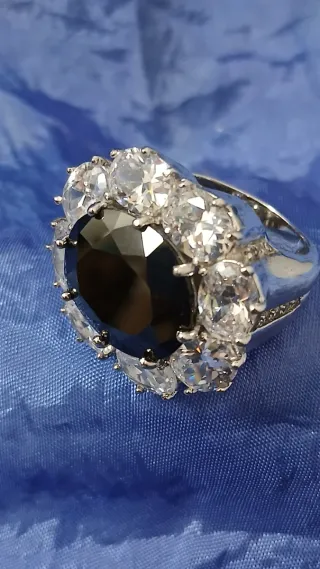 Anillo Cóctel Plata Ley Cristales  Tipo Swarovski