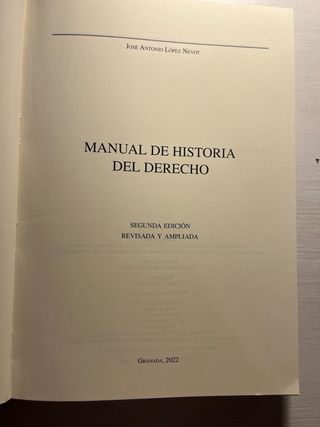 Manual de Historia del Derecho UGR 2 edición