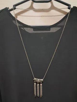 Collar largo plateado estilo Boho Étnico