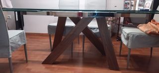 Mesa Comedor Nacher Cristal y Madera