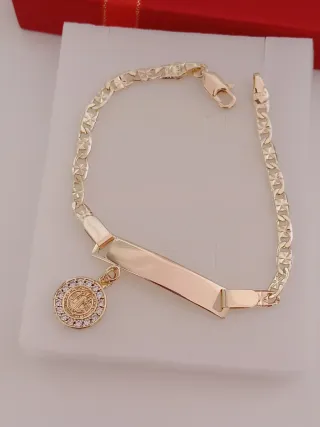 Pulsera Baño Oro 750 Italy con Medalla