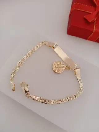 Pulsera Baño Oro 750 Italy con Medalla
