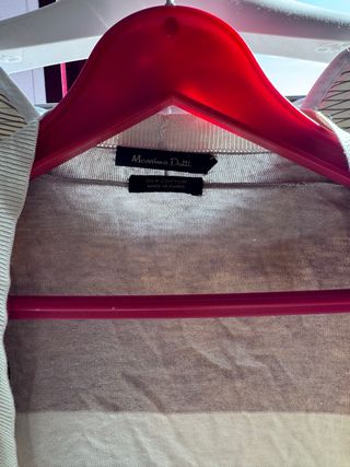 cárdigan de rayas beige y blanco massimo dutti
