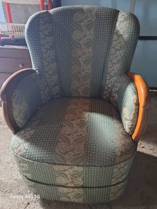 Butaca vintage tela verde