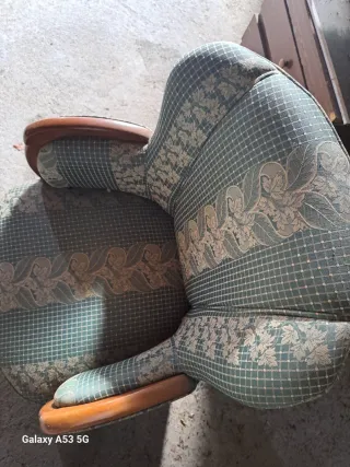 Butaca vintage tela verde