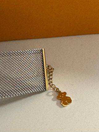Pulsera TOUS Oso Dorado Malla Plateada