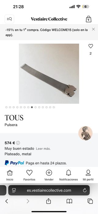 Pulsera TOUS Oso Dorado Malla Plateada