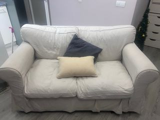 Sofá de 2 plazas beige y gris