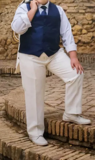 Traje Comunión Amaretto Blanco y Dorado