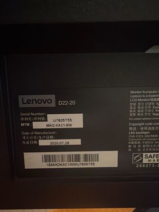 Monitor Lenovo Negro