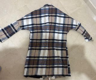 Abrigo cuadros beige multicolor