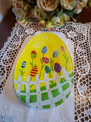 Piatto Pasquale in Vetro Decorato