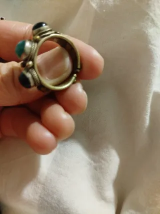 Anillo Vintage Mujer Piedras Negras y Verdes