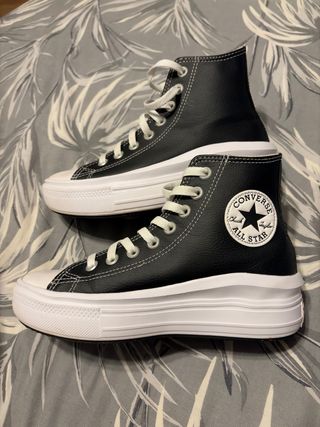 Converse Piel Negra Plataforma