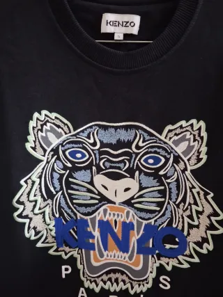 Kenzo Sudadera Negra con logo en azul bordado