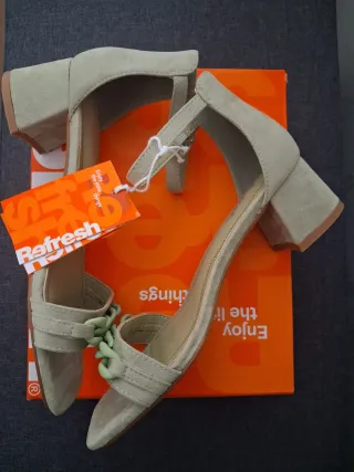 Sandalias de antelina color verde agua Refresh