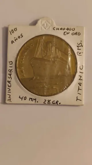 Medalla Titanic 100 Años Chapado en Oro